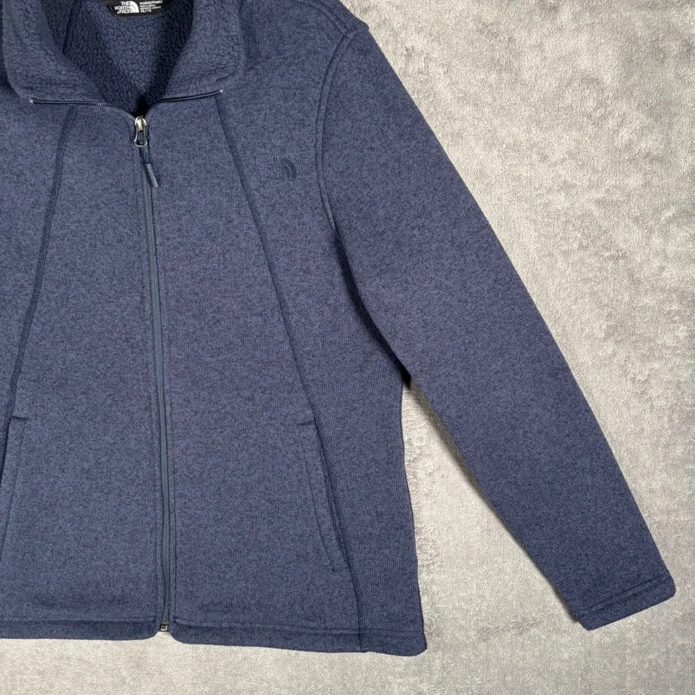 The North Face Womens XL Fleece Jacket‎ Navy Blue Full Zip Sherpa Lined Outdoor